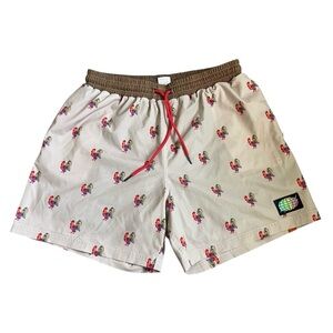 Slunks Men’s Little Richards Athletic Lined Shorts Sz L Rooster C*ck Print EUC